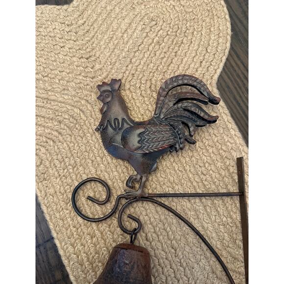 Solid Cast Iron Echoing Bell with Large Rooster on Top - Picture 4 of 8